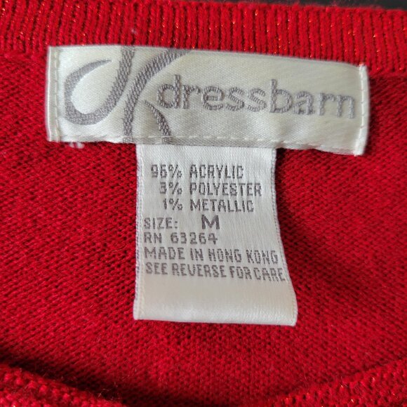 Vintage Dressbarn Open Front Metallic Cardigan, Women’s M Sweater, Red, Holiday - Picture 4 of 8